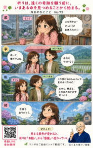 【今日のひとこと】祈りは、遠くの奇跡を願う前に、いまある命を見つめることから始まる。